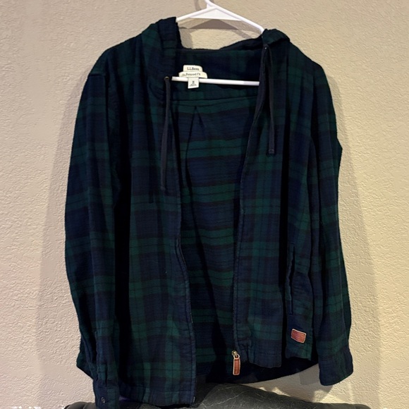 L.L. Bean Women's Scotch Plaid Flannel Shirt, Relaxed Zip Hoodie - Picture 1 of 7